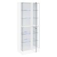 Cabra Display Case Curio Cabinet with Glass Shelves and LED Lighting White  Black High Gloss Fashion