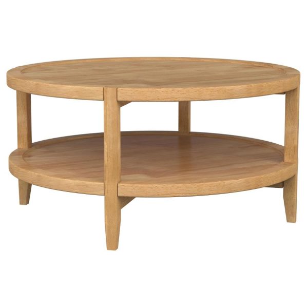 Camillo Round Solid Wood Coffee Table Maple Brown Hot on Sale