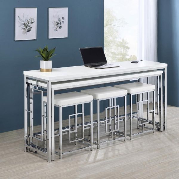 Jackson 5-piece Multipurpose Counter Height Table Set White and Chrome For Discount