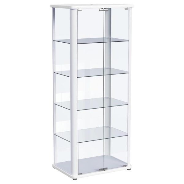 Aero 5-shelf Display Curio Cabinet with LED Lighting White Supply