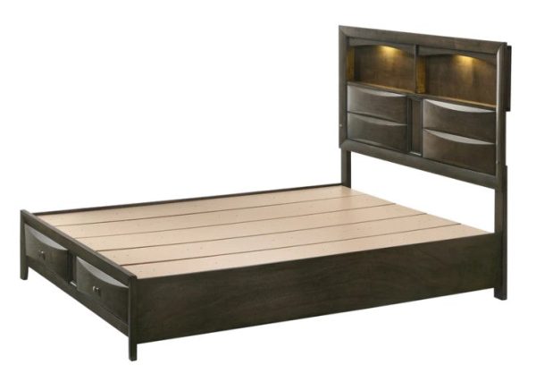 Fallon Gray LED Storage Platform Bed For Cheap