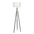 Sway Brassed Gold Floor Lamp with On Off Switch Triple Legs White Fabric Shade Online Sale