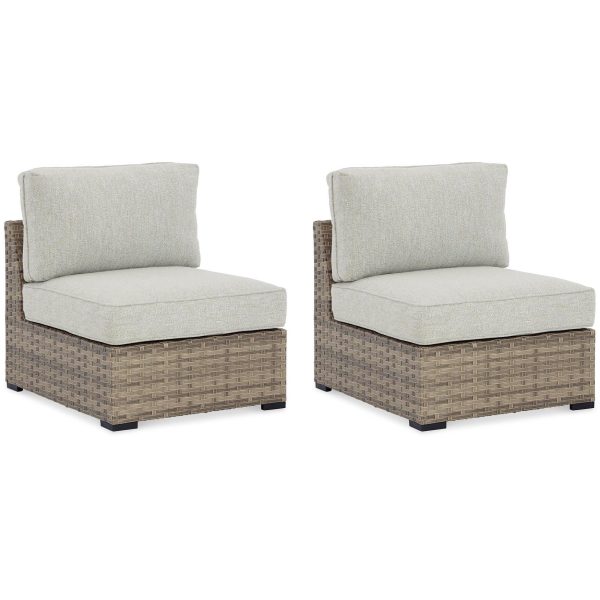 Calworth Outdoor Armless Chair with Cushion (Set of 2) Fashion