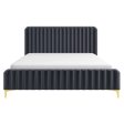 Bethany Velvet Upholstered Platform Bed Queen For Discount