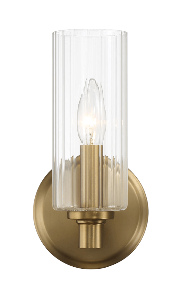 Jardin Single Light Wall Sconce With Clear Ribbed Glass - Satin Brass Fashion