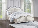 Evangeline Tufted Upholstered Platform Bed Ivory and Silver Oak Online now