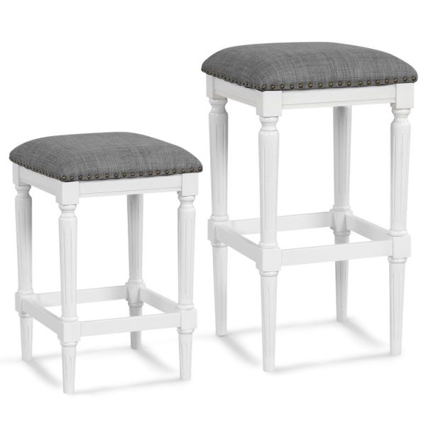 3 Heights Square Saddle Stool Set of 2 with Footrests and Padded Seats Online Sale