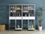 Figueroa 5-shelf Wine Cabinet with Storage Drawer White High Gloss and Chrome Discount