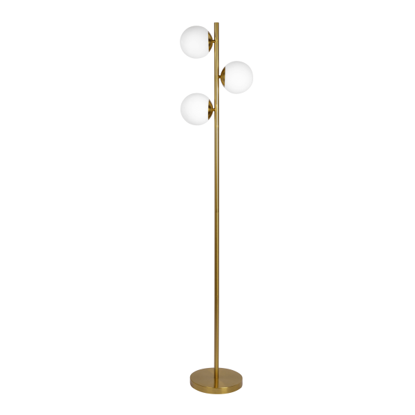 Brilliance Modern Gold Brush Floor Lamp, Opal Glass Shades and Round Metal Base Online Sale