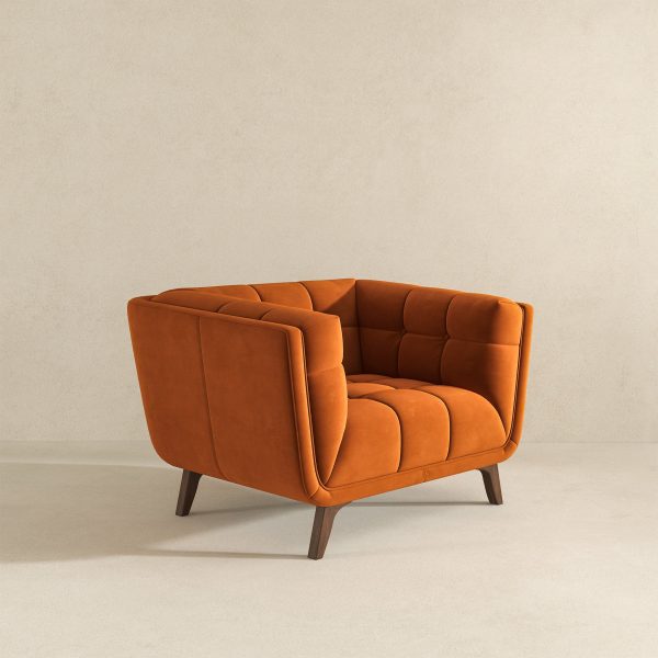 Addison Lounge Chair (Burnt Orange Velvet) For Discount