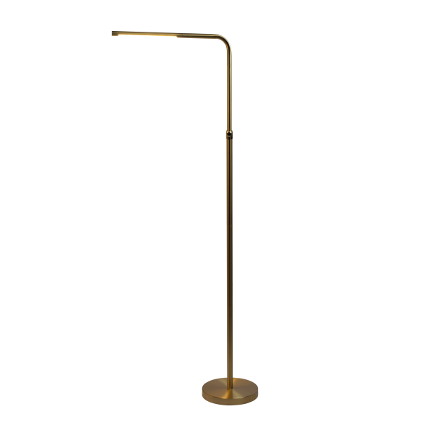 Verve Brassed Gold Floor Lamp with On Off Switch Adjustable Led Round Base Fashion