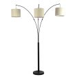 Royal 3-Arm Metal Arc Floor Lamp, Oil Rubbed Bonze with Linen Shade, 4 way Rotary Switch Online