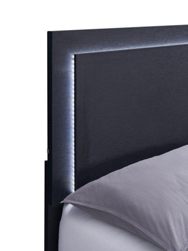 Marceline Queen Bed with LED Headboard Black For Sale