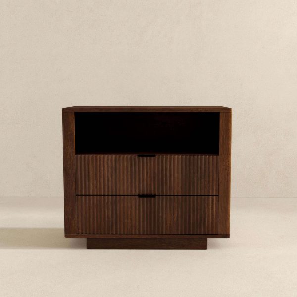 Lola Mid Century Modern Walnut Nightstand 2-Drawer Bed Side Table Online