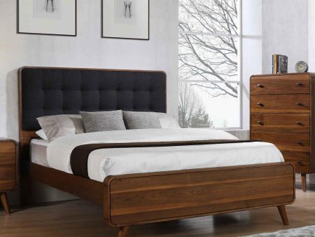 Robyn Bed with Upholstered Headboard Dark Walnut Fashion