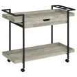 Ventura 2-Tier Bar Cart With Storage Drawer Grey Driftwood For Cheap