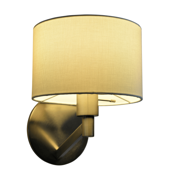 Nebula Brushed Nickel Base Wall Lamp with Rotary Switch White Fabric Shade on Sale