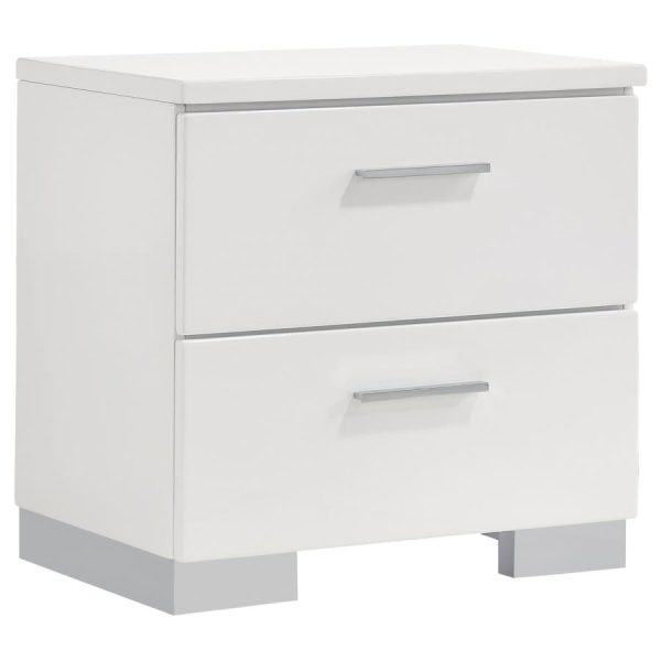 Felicity 2-drawer Nightstand Glossy White Cheap