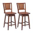 2 Pieces 24.5 Inch Bar Stools with Rattan Back and Swivel Seat on Sale