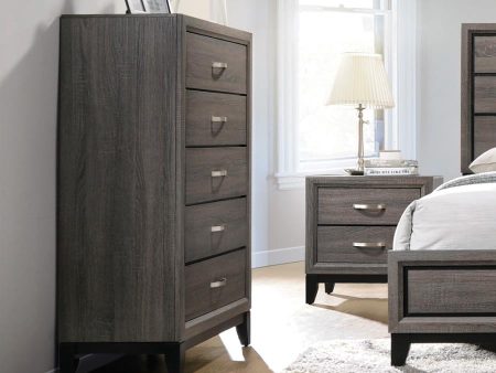 Watson 5-drawer Chest Grey Oak and Black Cheap