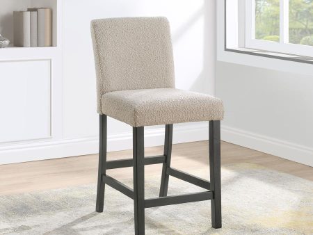 Alba Boucle Upholstered Counter Height Dining Chair Beige and Charcoal Grey (Set of 2) Fashion