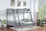 Trisha Wood Twin Over Full Bunk Bed with Storage Drawers Grey Discount