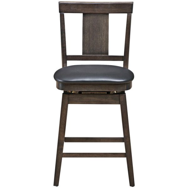 24 29 Inch 360 Degree Swivel Classic Wooden Counter Height Bar Stool Supply