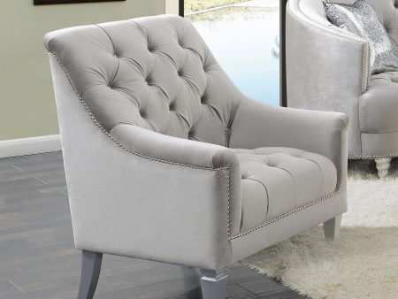 Avonlea Sloped Arm Tufted Chair Grey For Sale