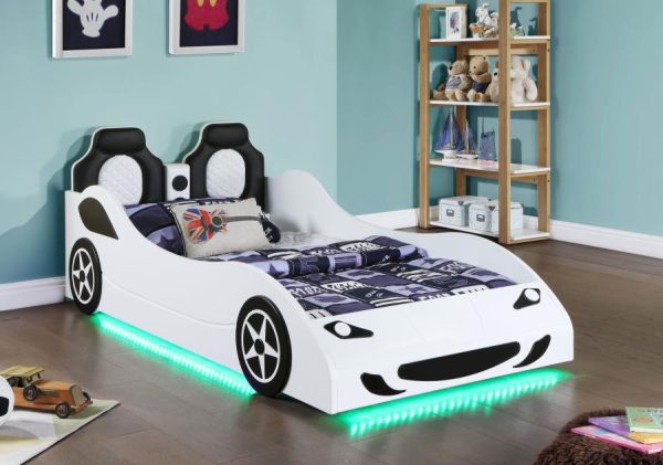 Cruiser Car Themed Twin Bed With Underglow Lights White Online Hot Sale