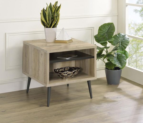 Welsh Square Engineered Wood End Table With Shelf Antique Pine and Grey Sale