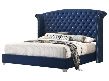 Melody Wingback Upholstered Bed Pacific Blue For Cheap