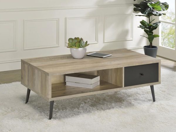 Welsh1-drawer Rectangular Engineered Wood Coffee Table With Storage Shelf Antique Pine and Grey For Sale