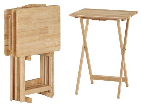 Donna 4-piece TV Tray Table Set with Stand Natural Online now