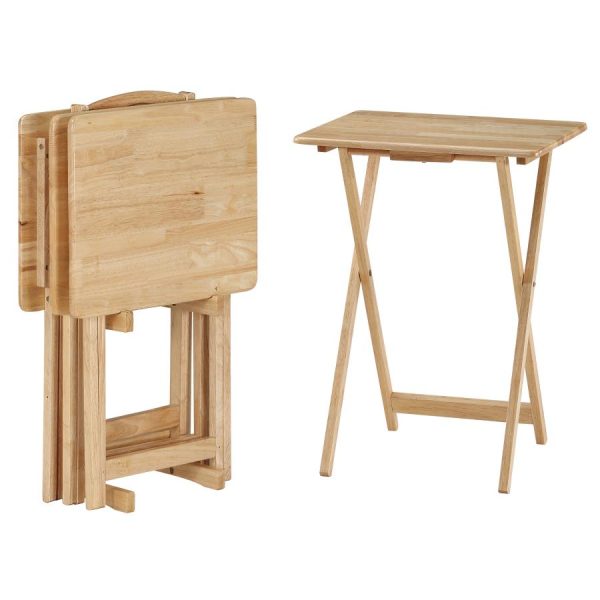 Donna 4-piece TV Tray Table Set with Stand Natural Online now