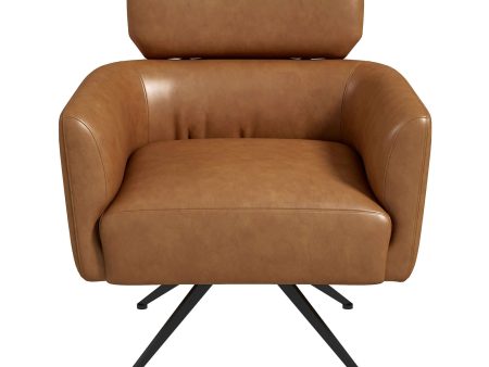 Camila  Tan Leather Lounge Chair For Cheap