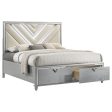 Veronica Eastern King Platform Storage Bed with Upholstered LED Headboard Light Silver Online Sale