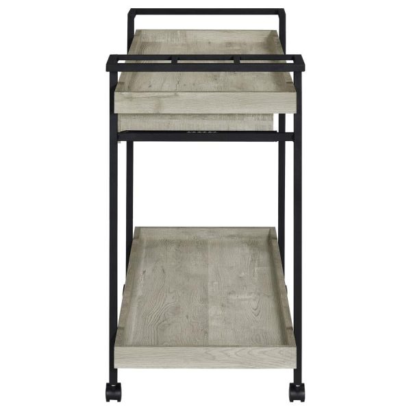 Ventura 2-Tier Bar Cart With Storage Drawer Grey Driftwood For Cheap