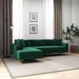 Mano  L-Shaped Velvet Sectional Sofa In Green Left Facing Online now