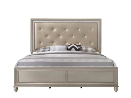 Lila Champagne Upholstered Panel Bed on Sale