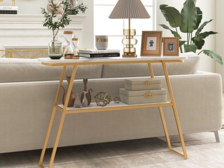 Console Table with Open Shelf Gold Metal Frame Living Room Hallway Supply