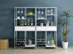 Figueroa 5-shelf Wine Cabinet with Storage Drawer White High Gloss and Chrome Discount