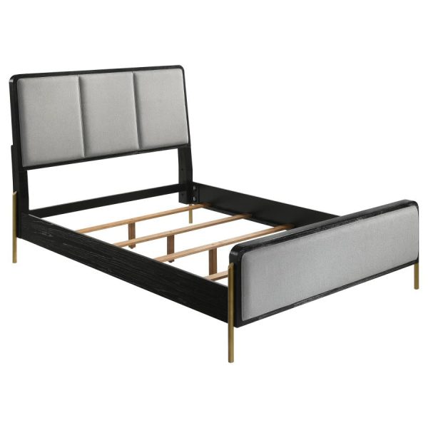 Arini Queen Bed With Upholstered Headboard Black And Grey Hot on Sale