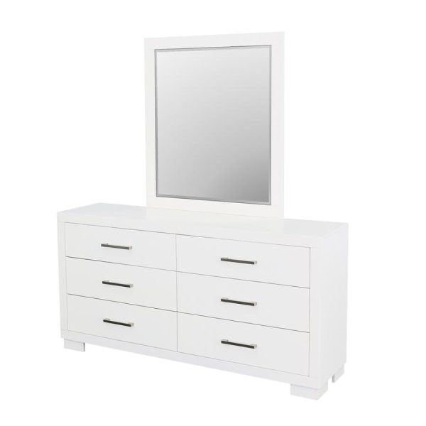 Jessica Rectangular Dresser Mirror White For Discount