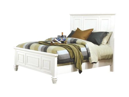 Sandy Beach Panel Bed with High Headboard Buttermilk on Sale