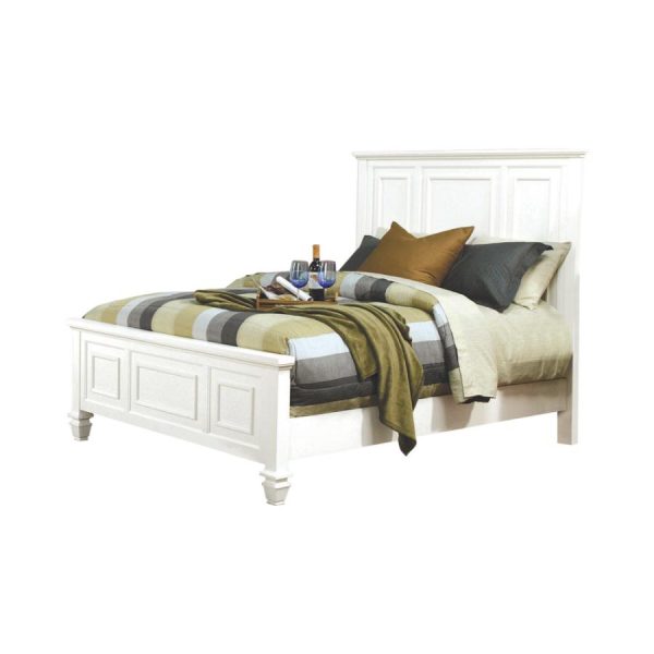 Sandy Beach Panel Bed with High Headboard Buttermilk on Sale