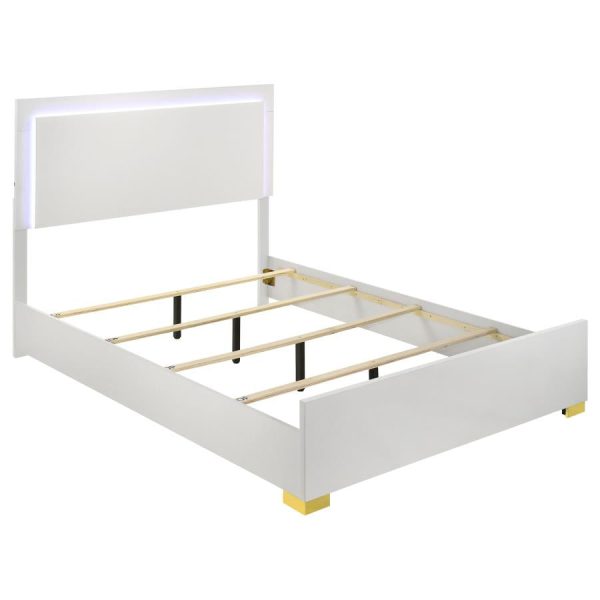 Marceline Bed with LED Headboard White Online Sale