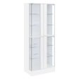 Cabra Display Case Curio Cabinet with Glass Shelves and LED Lighting White  Black High Gloss Fashion