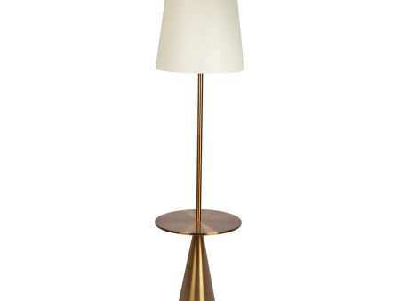 Celestial Modern Floor Lamp with Brass Accent Table with Large White Shade Hot on Sale