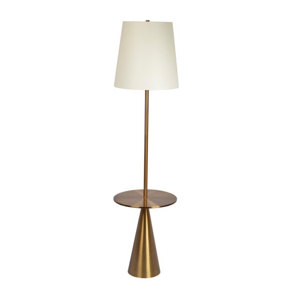 Celestial Modern Floor Lamp with Brass Accent Table with Large White Shade Hot on Sale