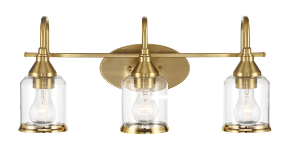 Twilight Three Lights Brushed Gold Contemporary Vanity Light 22 W × 10 H × 7.48 E with Clear Glass Hot on Sale